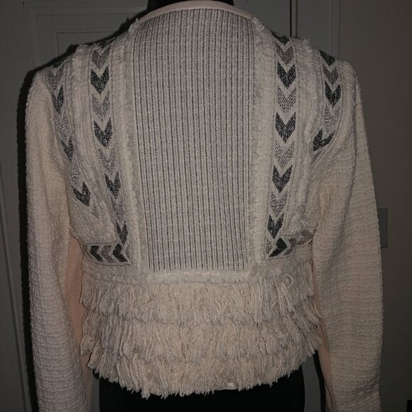 Rebecca Taylor: Light Pink Embroidered Fringe Twill Jacket - Women's Size 12 - Picture 3 of 7